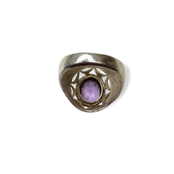 Vintage Sterling Silver Ring Amethyst Size 8.25 - Picture 7 of 8